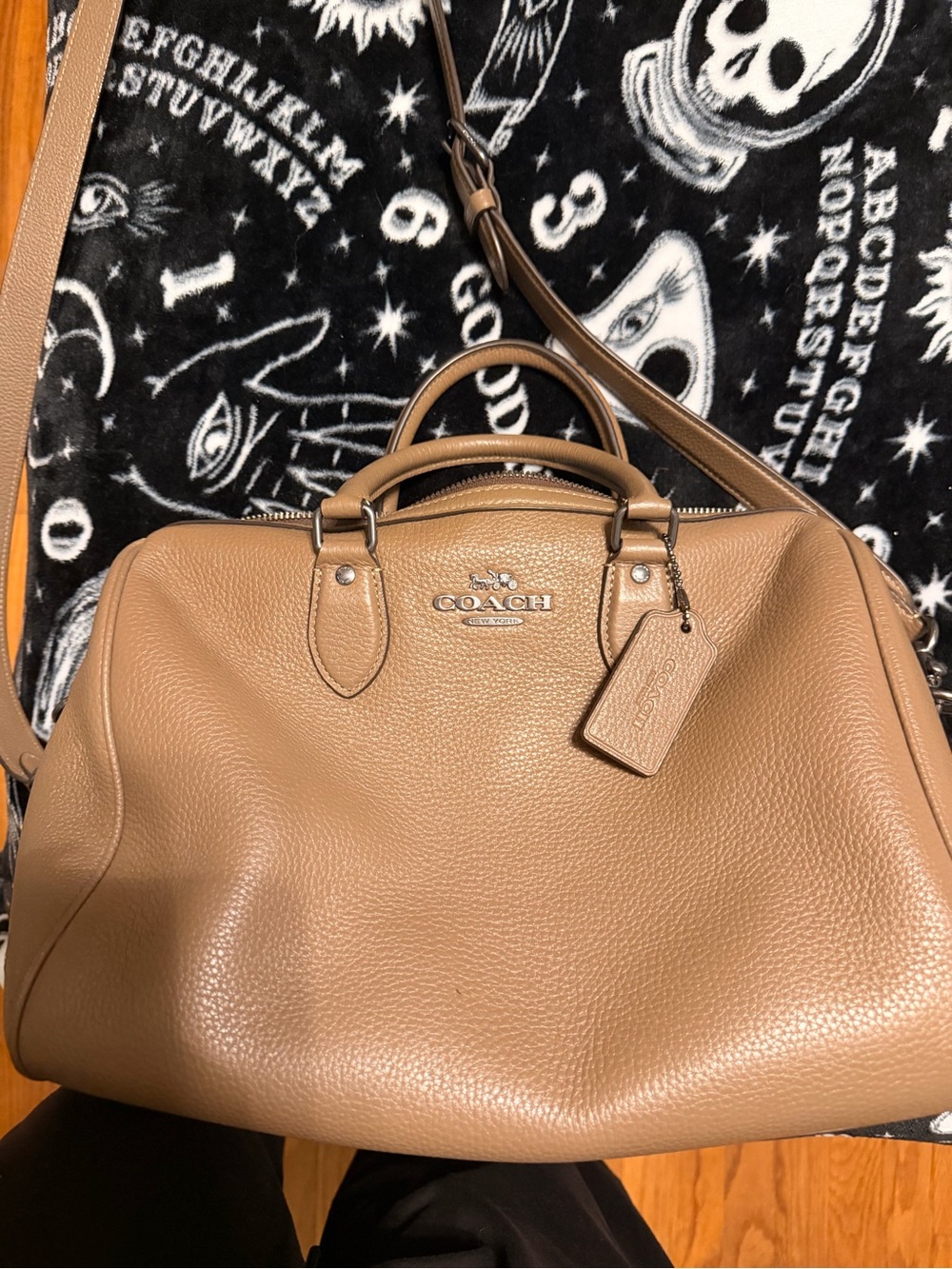 Coach Tan Pebbled Leather Satchel with Top Handles